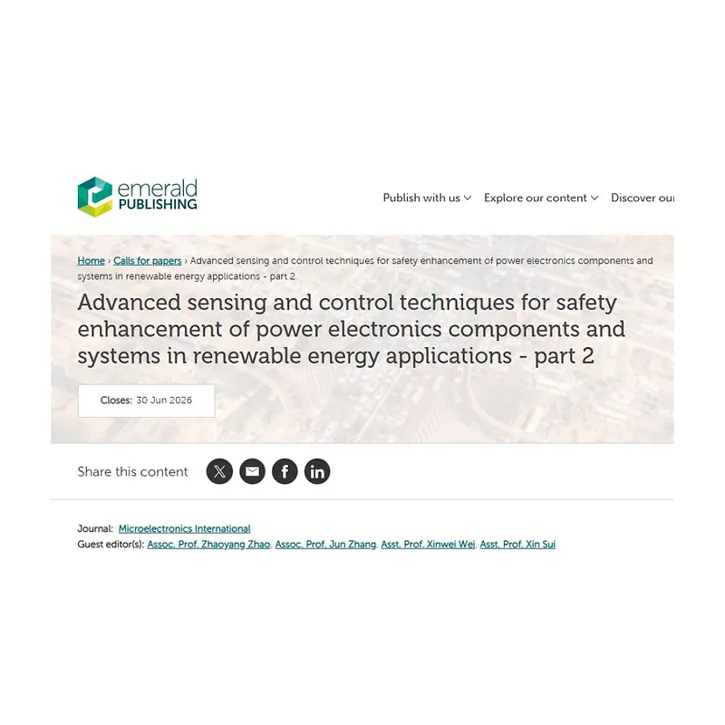 "Advanced sensing and control techniques for safety enhancement of power electronics components and systems in renewable energy applications - part 2"