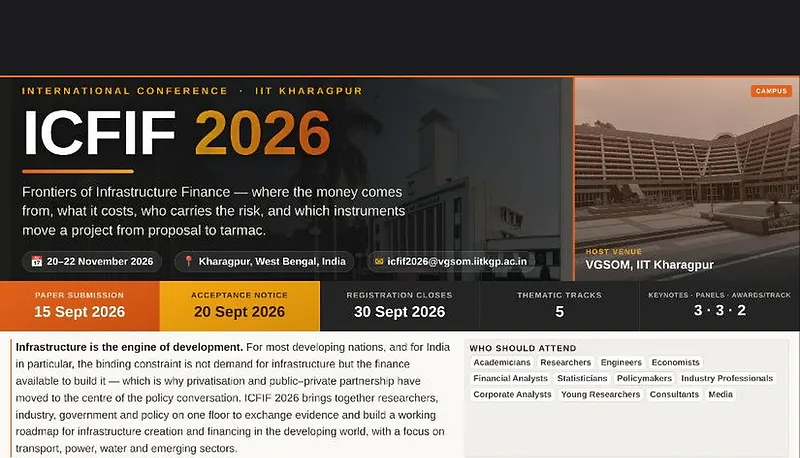 ICFIF 2026 – International Conference on Frontiers of Infrastructure Finance | VGSOM, IIT Kharagpur