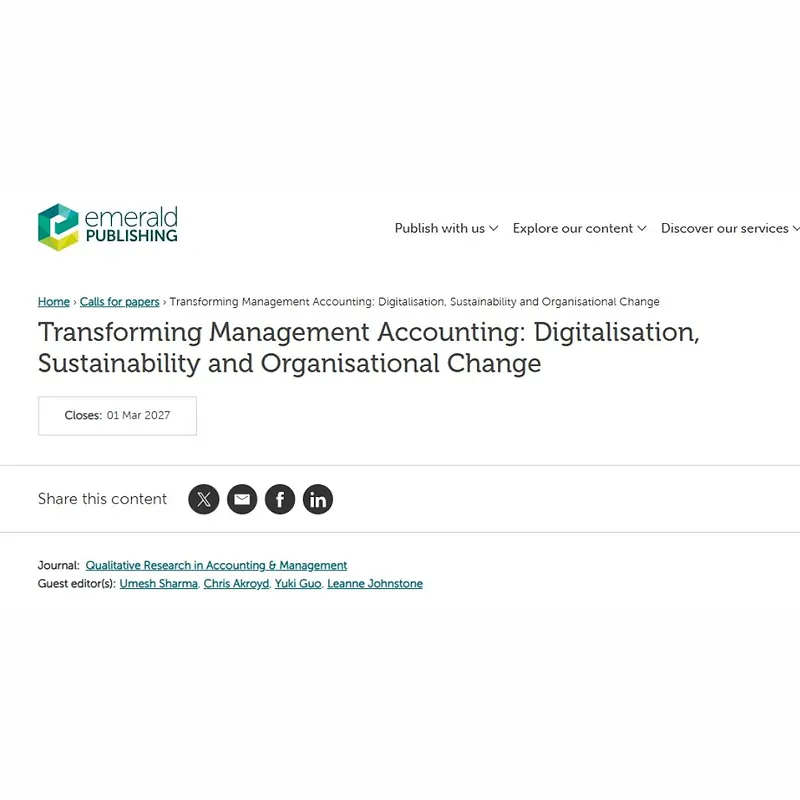 Transforming Management Accounting: Digitalisation, Sustainability and Organisational Change
