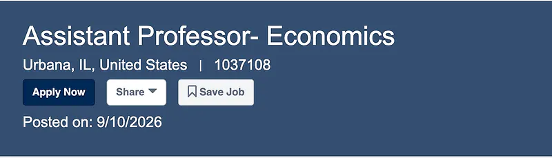 Assistant Professor – Economics (AI and Economics) – University of Illinois Urbana-Champaign