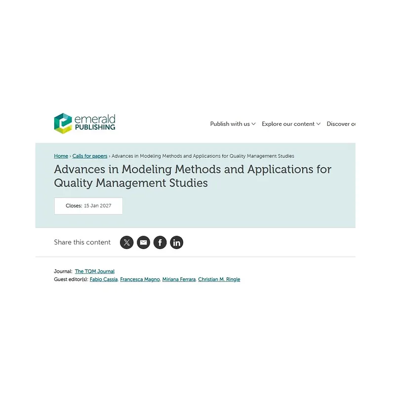 Advances in Modeling Methods and Applications for Quality Management Studies