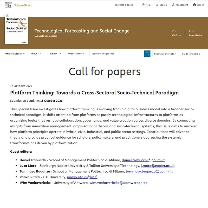  “Platform Thinking: Towards a Cross‑Sectoral Socio‑Technical Paradigm”