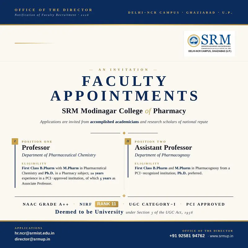 Faculty Recruitment | SRM Institute of Science and Technology Delhi-NCR Campus