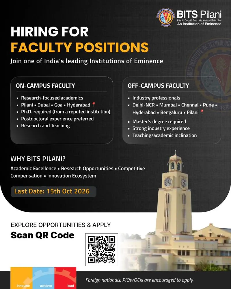 BITS Pilani Faculty Recruitment 2026