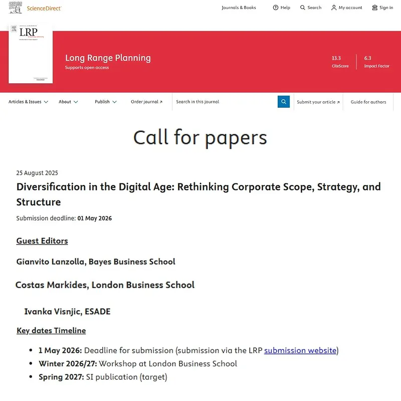  “Diversification in the Digital Age: Rethinking Corporate Scope, Strategy, and Structure”