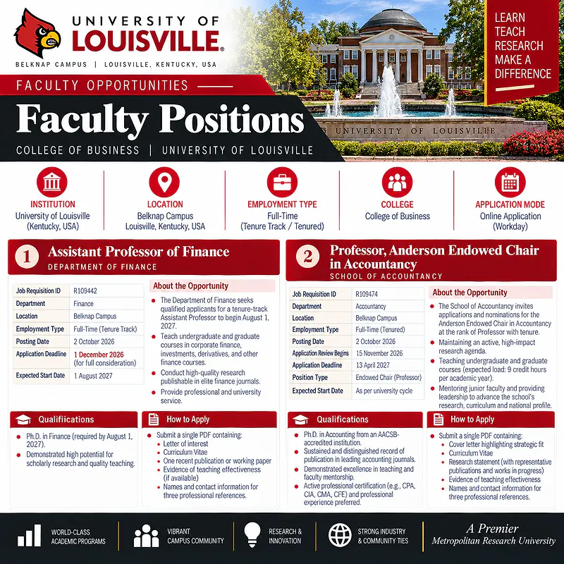 Assistant Professor of Finance & Anderson Endowed Chair in Accountancy – University of Louisville