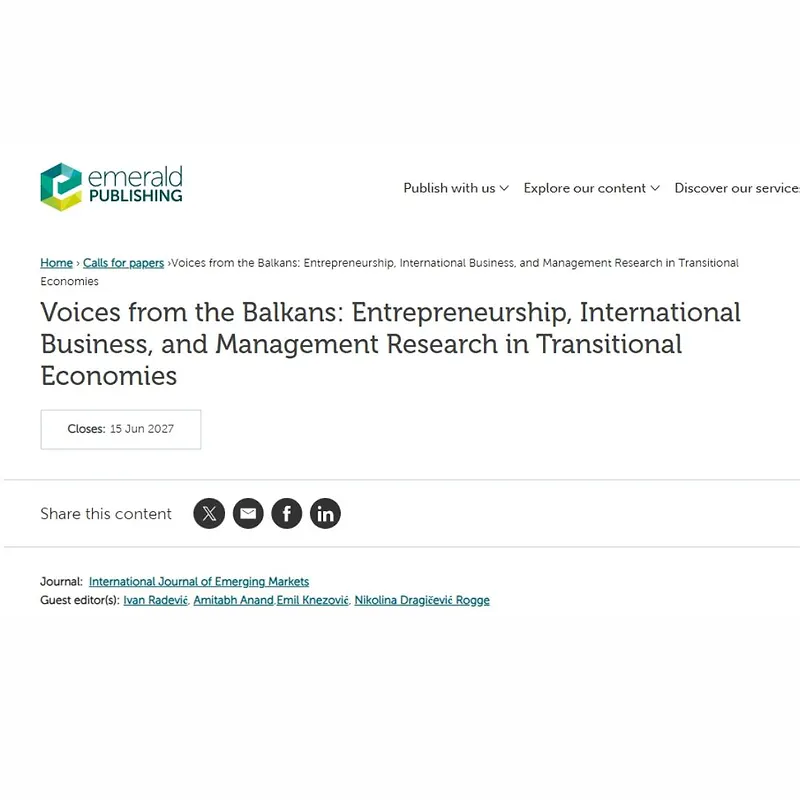 Voices from the Balkans: Entrepreneurship, International Business, and Management Research in Transitional Economies