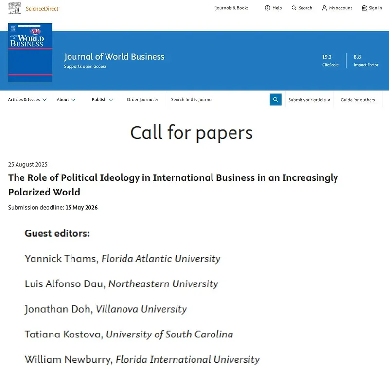 “The Role of Political Ideology in International Business in an Increasingly Polarized World”