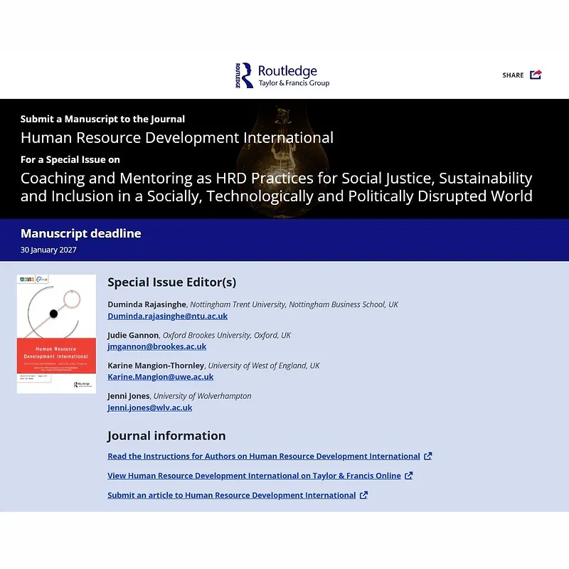 Coaching and Mentoring as HRD Practices for Social Justice, Sustainability and Inclusion in a Socially, Technologically and Politically Disrupted World