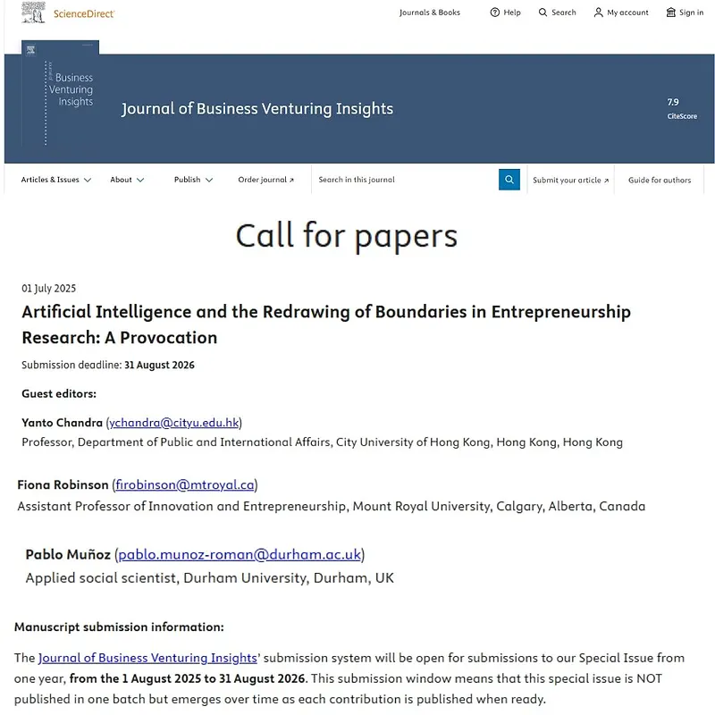 “Artificial Intelligence and the Redrawing of Boundaries in Entrepreneurship Research: A Provocation”