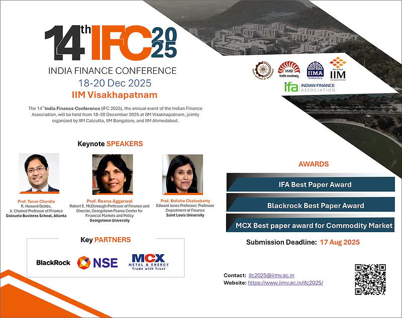 The India Finance Conference 2025 at IIM–Visakhapatnam, 18 – 20 December, 2025