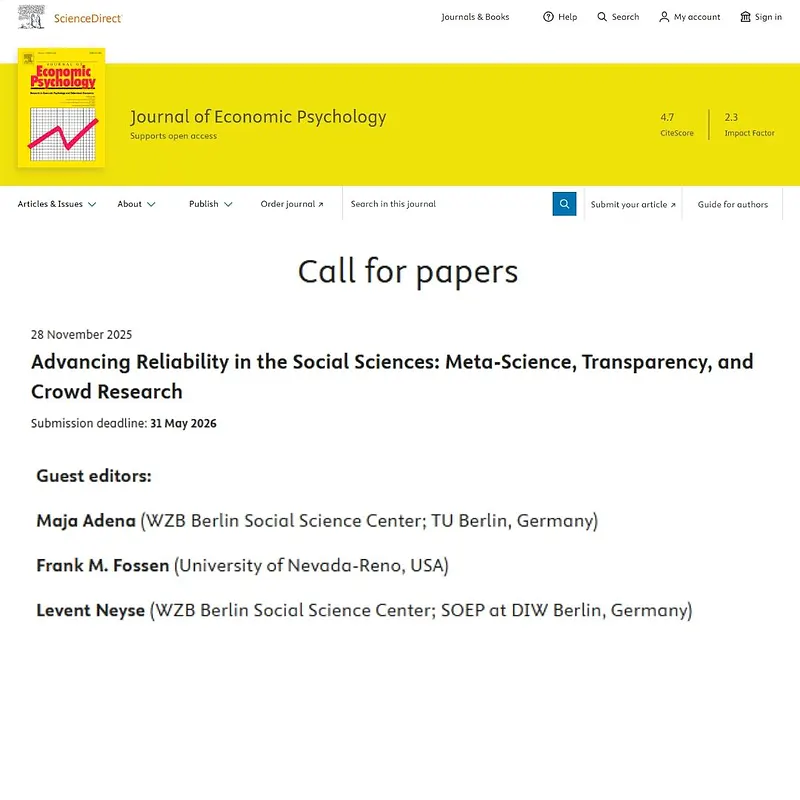 “Advancing Reliability in the Social Sciences: Meta‑Science, Transparency, and Crowd Research”