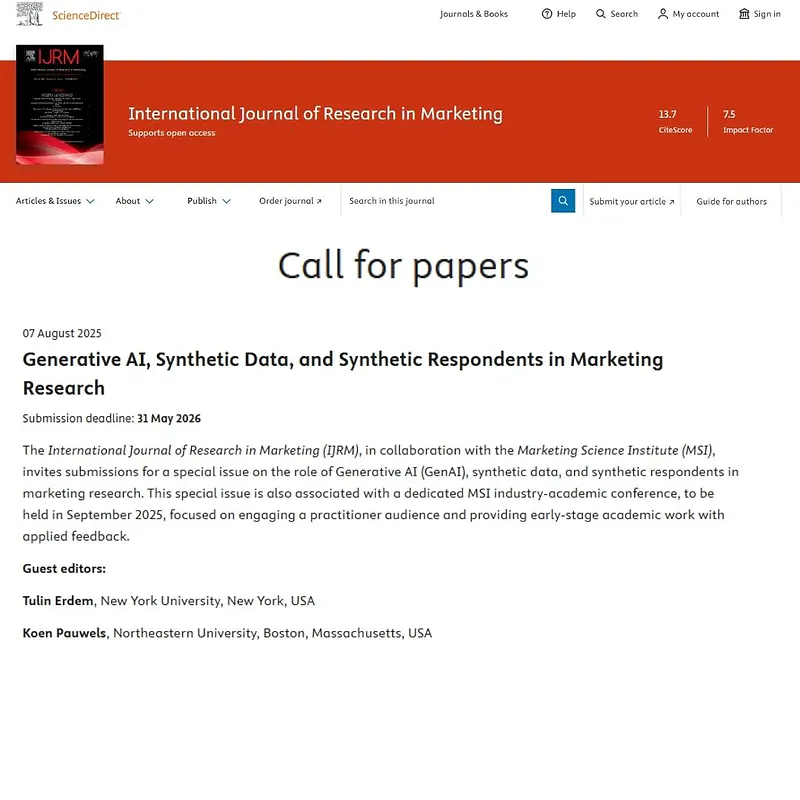 “Generative AI, Synthetic Data, and Synthetic Respondents in Marketing Research”