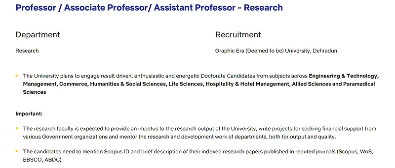 Graphic Era University Faculty Recruitment 2026