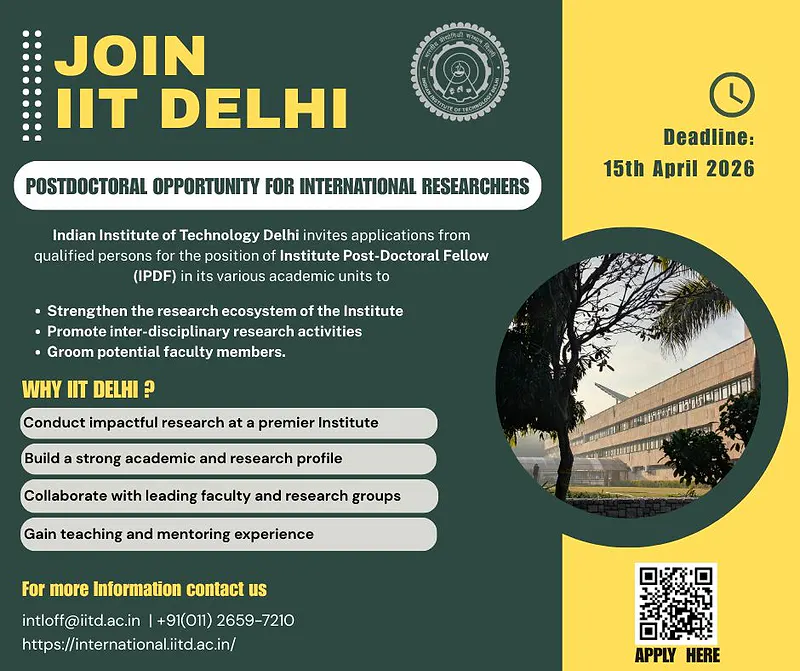 Institute Post-Doctoral Fellowship (IPDF) at IIT Delhi 2026