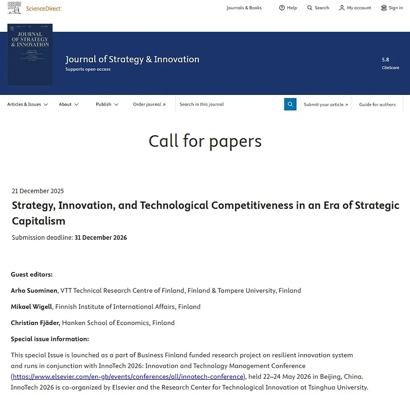 Strategy, Innovation, and Technological Competitiveness in an Era of Strategic Capitalism