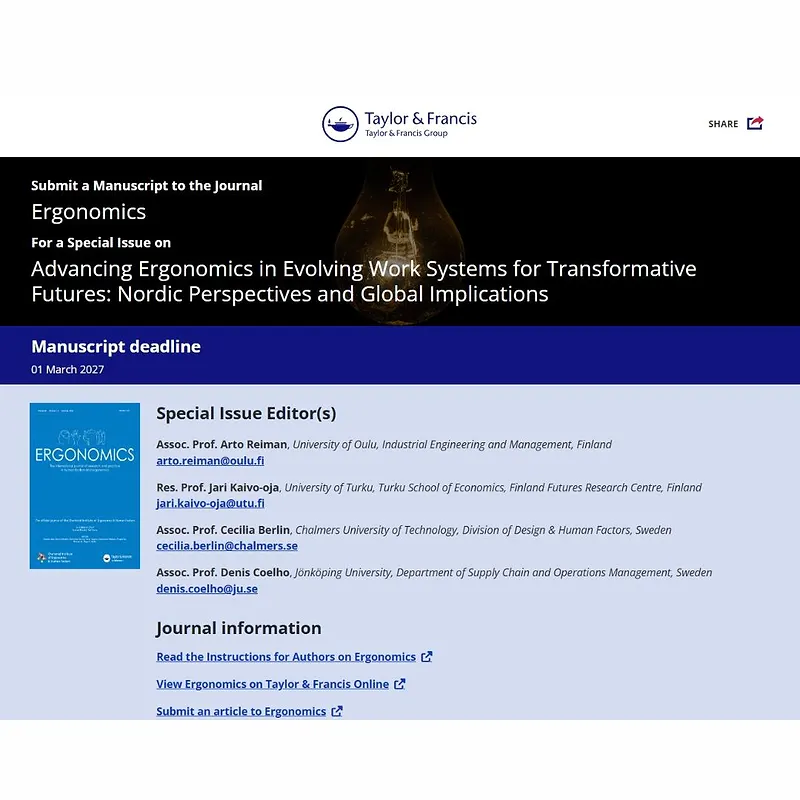 Advancing Ergonomics in Evolving Work Systems for Transformative Futures: Nordic Perspectives and Global Implications