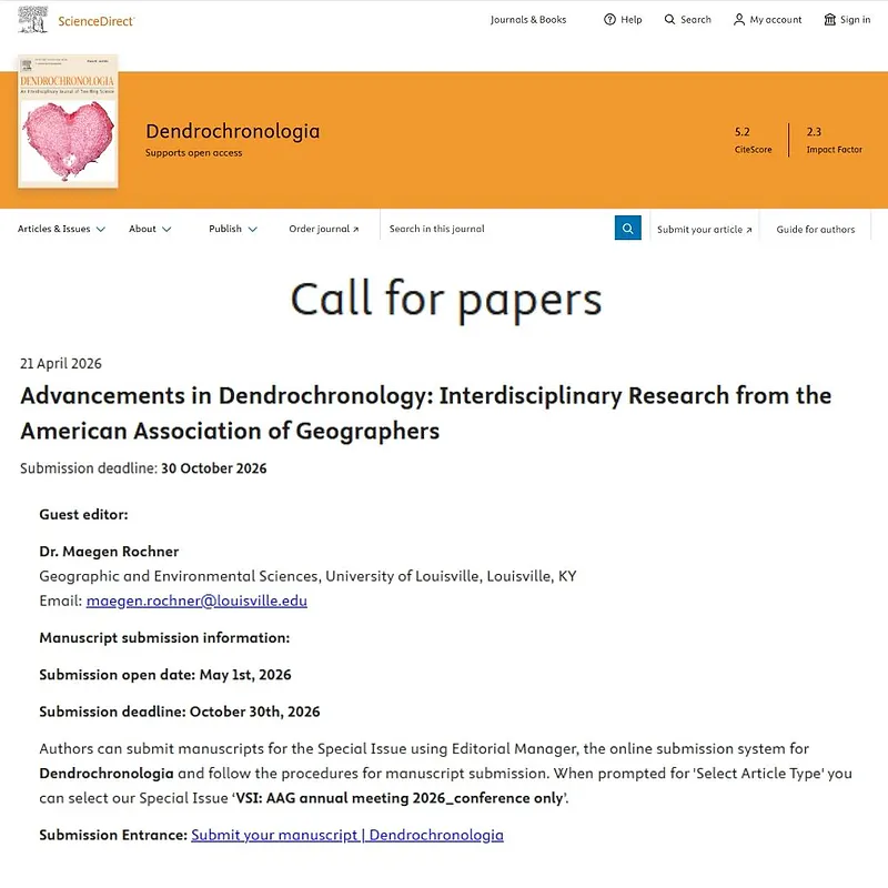 "Advancements in Dendrochronology: Interdisciplinary Research from the American Association of Geographers"