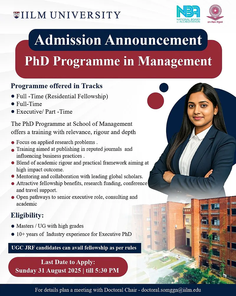 PhD Admissions - IILM University Gurugram