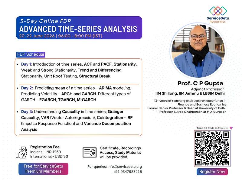 Advanced Time-Series Analysis 20-22 June 2026 | Prof. CP Gupta 