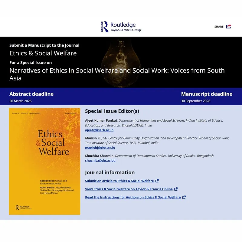Narratives of Ethics in Social Welfare and Social Work: Voices from South Asia
