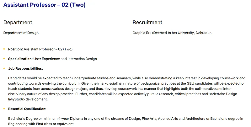 Graphic Era University Assistant Professor Recruitment