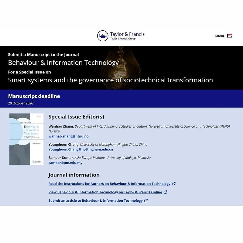Smart Systems and the Governance of Sociotechnical Transformation