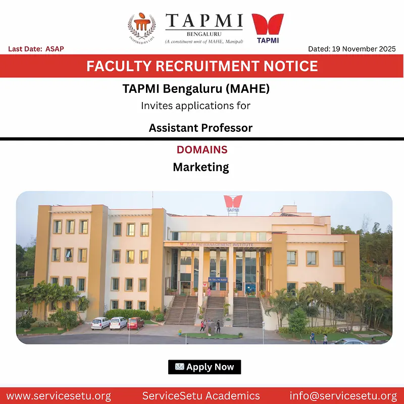 TAPMI Bengaluru (MAHE) – Faculty Recruitment Notice