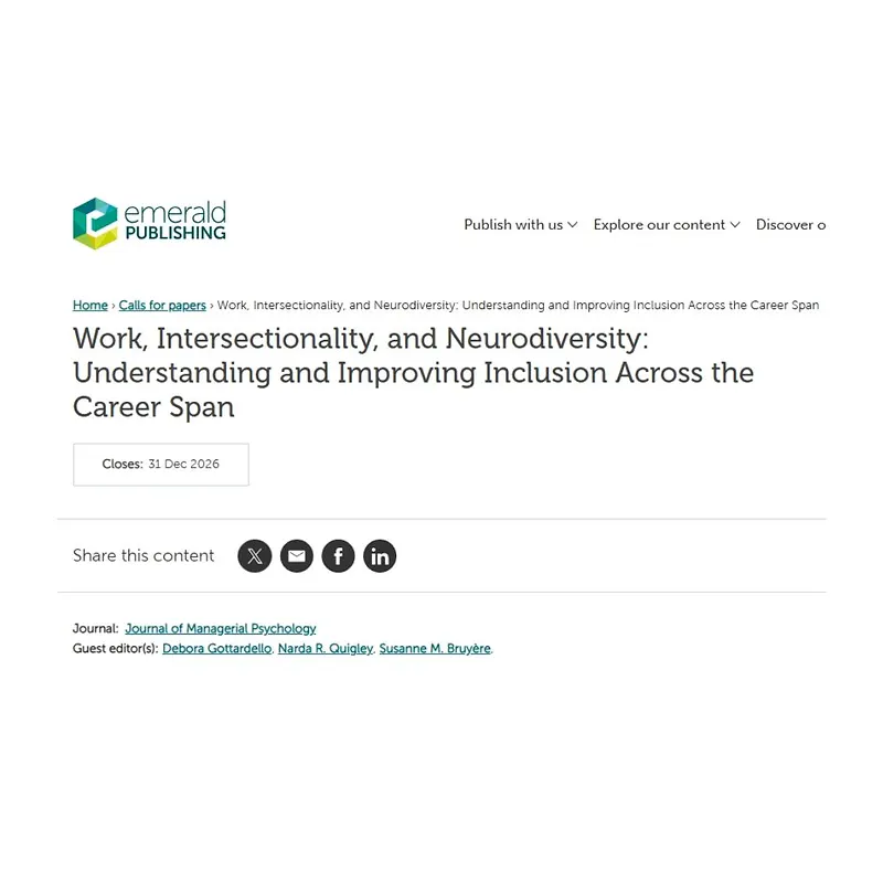 Work, Intersectionality, and Neurodiversity: Understanding and Improving Inclusion Across the Career Span