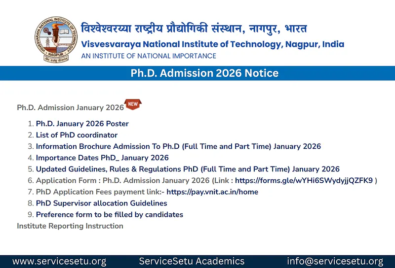 Ph.D. Admissions 2026 | VNIT Nagpur – Call for Research Scholars