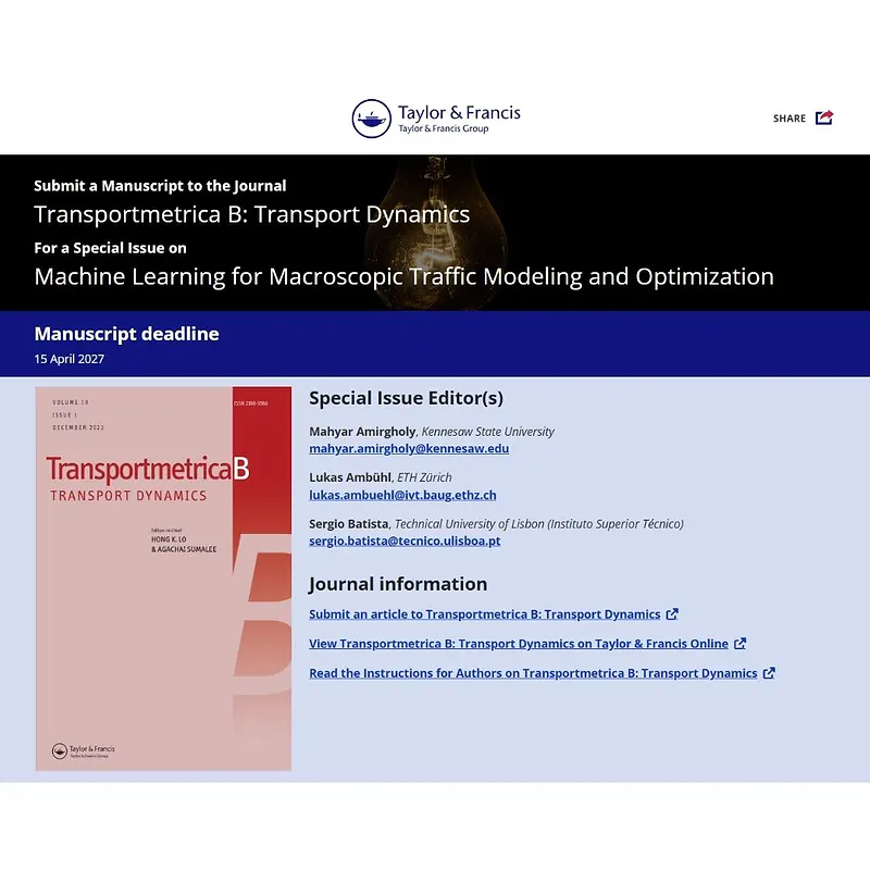 𝗠𝗮𝗰𝗵𝗶𝗻𝗲 𝗟𝗲𝗮𝗿𝗻𝗶𝗻𝗴 𝗳𝗼𝗿 𝗠𝗮𝗰𝗿𝗼𝘀𝗰𝗼𝗽𝗶𝗰 𝗧𝗿𝗮𝗳𝗳𝗶𝗰 𝗠𝗼𝗱𝗲𝗹𝗶𝗻𝗴 𝗮𝗻𝗱 𝗢𝗽𝘁𝗶𝗺𝗶𝘇𝗮𝘁𝗶𝗼𝗻