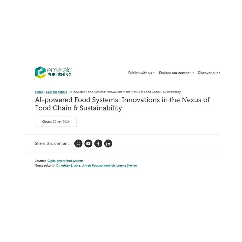  AI‑powered Food Systems: Innovations in the Nexus of Food Chain & Sustainability