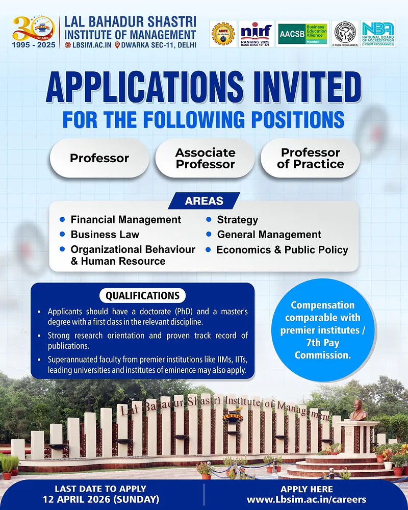 Faculty Recruitment in Management - LBSIM Delhi