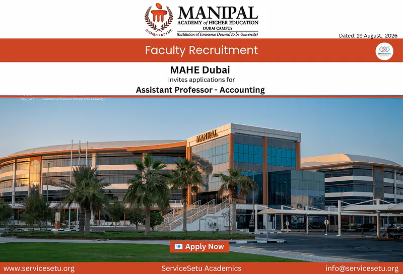 Assistant Professor in Accounting – Manipal Academy of Higher Education (MAHE) Dubai