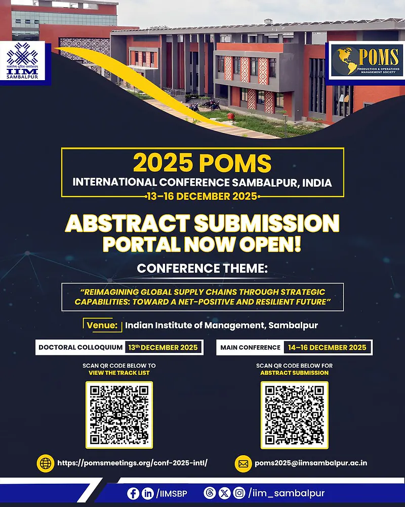 2025 POMS India International Conference — Abstracts Submission Portal Now Open | IIM Sambalpur | 13-16 December 2025