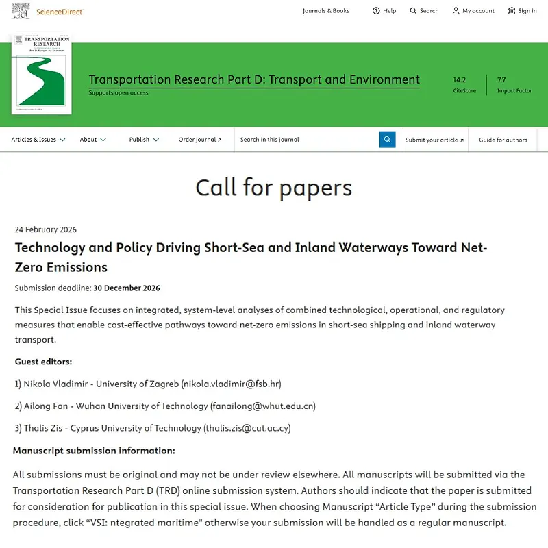 "Technology and Policy Driving Short-Sea and Inland Waterways Toward Net-Zero Emissions"