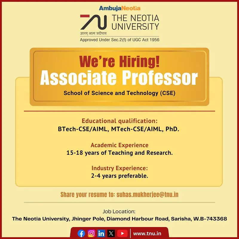 Faculty Recruitment: Associate Professor – Computer Science & Engineering (CSE / AIML)