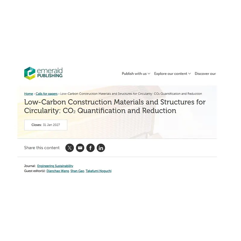Low-Carbon Construction Materials and Structures for Circularity: CO₂ Quantification and Reduction