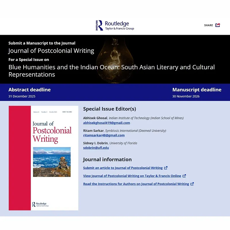 Blue Humanities and the Indian Ocean: South Asian Literary and Cultural Representations