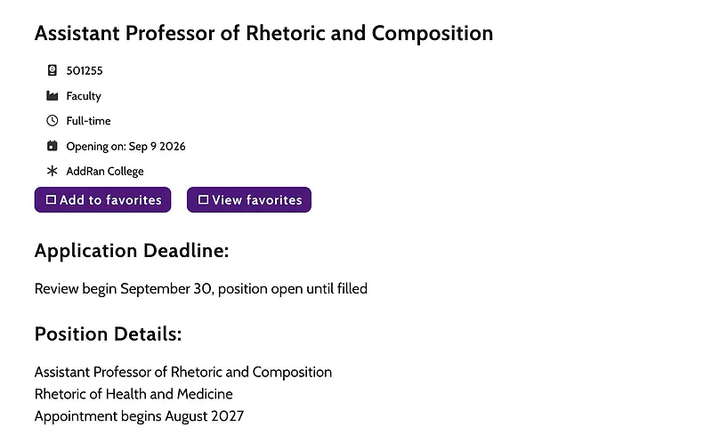 Assistant Professor of Rhetoric and Composition – Texas Christian University