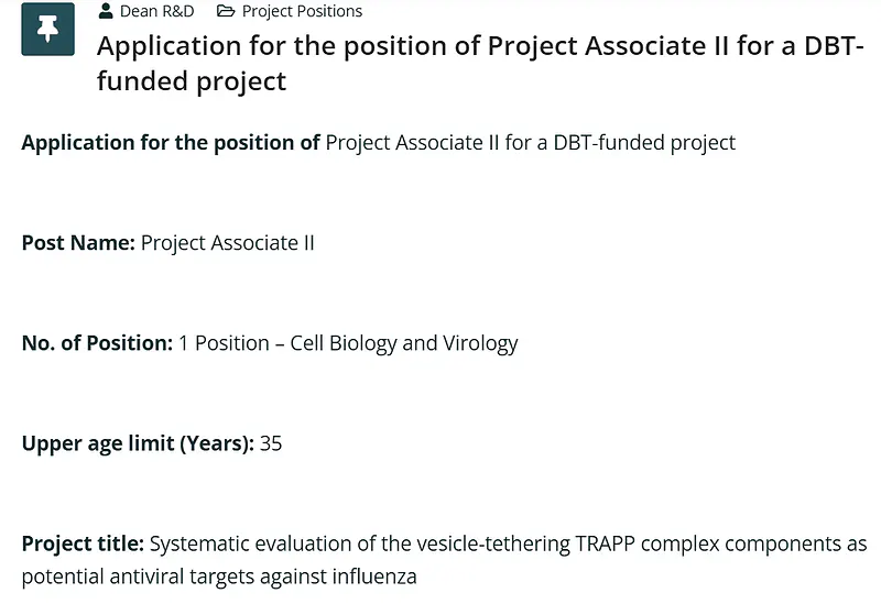 Project Associate II Recruitment 2026 at IISER Mohali – DBT-Funded Project