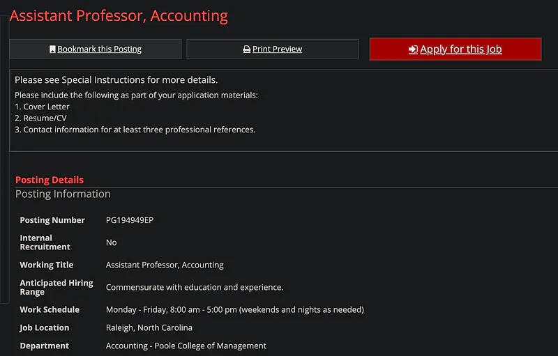 Faculty Opportunity: Assistant Professor of Accounting – NC State University