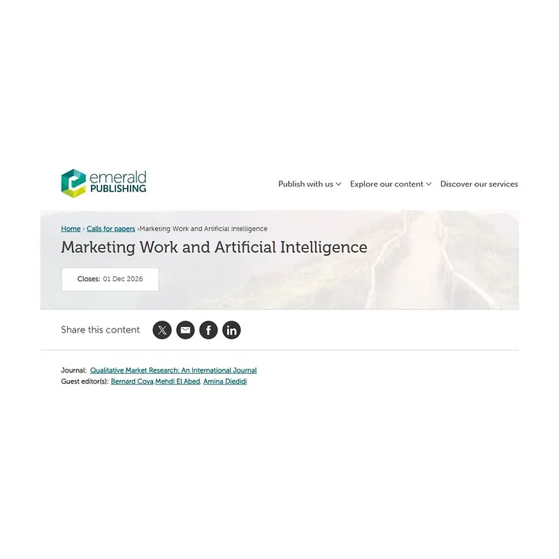  “Marketing Work and Artificial Intelligence”