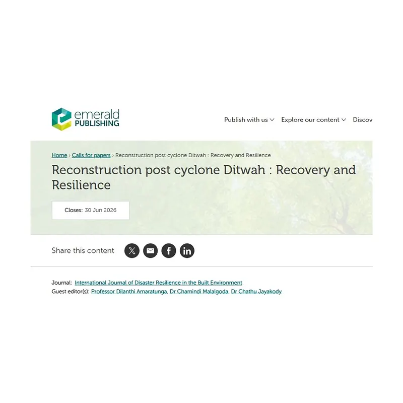 Reconstruction Post Cyclone Ditwah: Recovery and Resilience