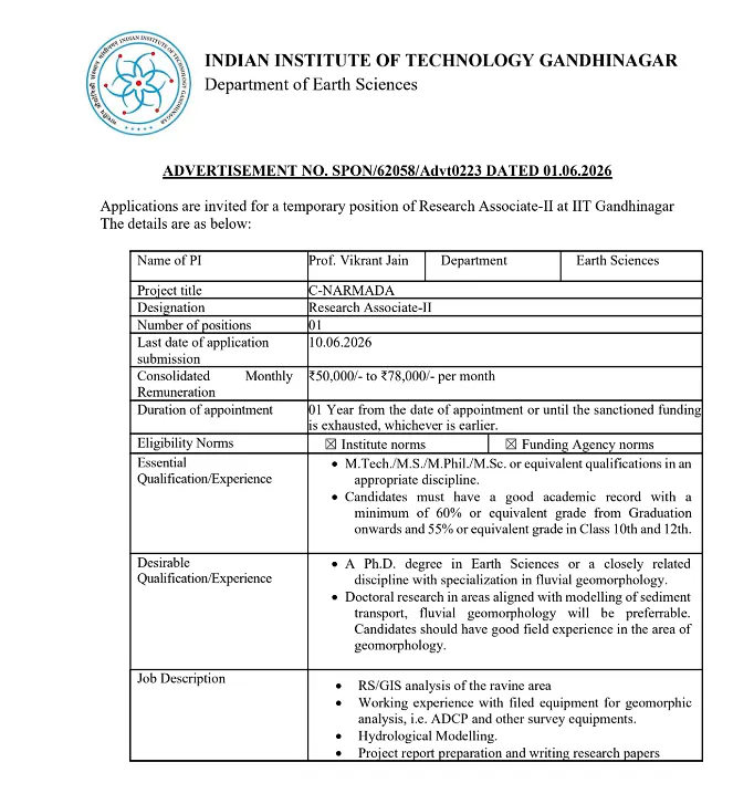 IIT Gandhinagar & IIT (ISM) Dhanbad Recruitment 2026: Research Associate-II and JRF Positions Available