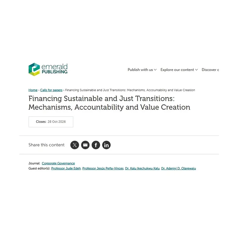  Financing Sustainable and Just Transitions: Mechanisms, Accountability and Value Creation