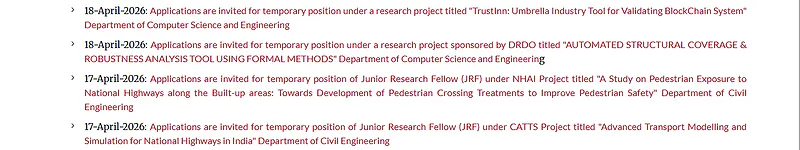 Research Recruitment 2026: NIT Warangal