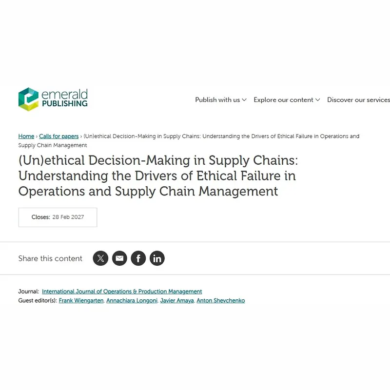 (Un)ethical Decision-Making in Supply Chains: Understanding the Drivers of Ethical Failure in Operations and Supply Chain Management