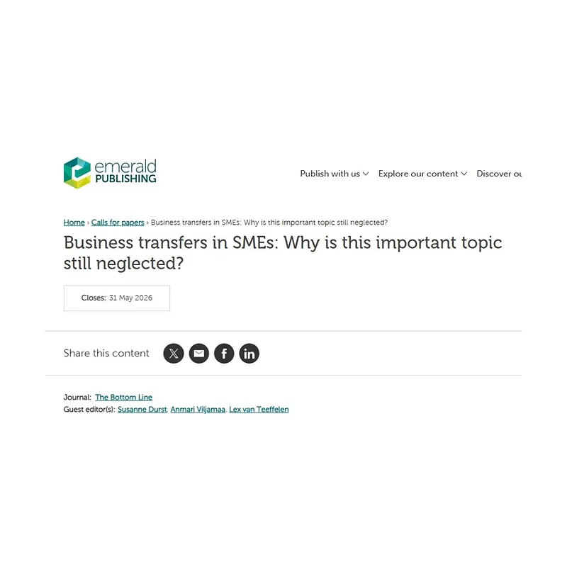"Business transfers in SMEs: Why is this important topic still neglected?"
