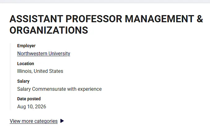 Assistant Professor in Management & Organizations (Tenure-Track) – Kellogg School of Management, Northwestern University